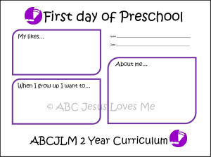 First Day of 2 Year Curriculum